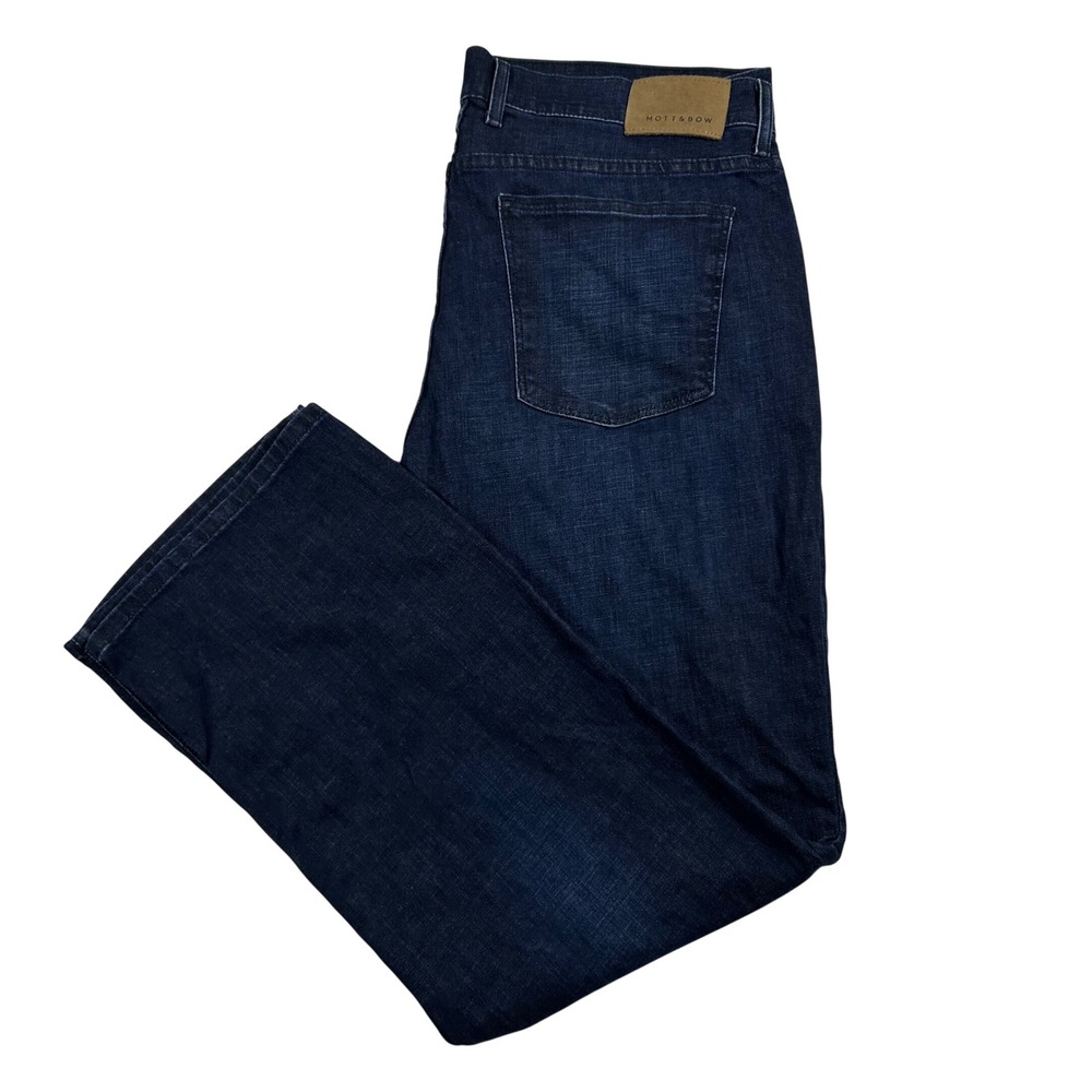 Mott & Bow Straight Jeans Mens 40x32 Dark Indigo Blue Stretch Denim Classic Fit